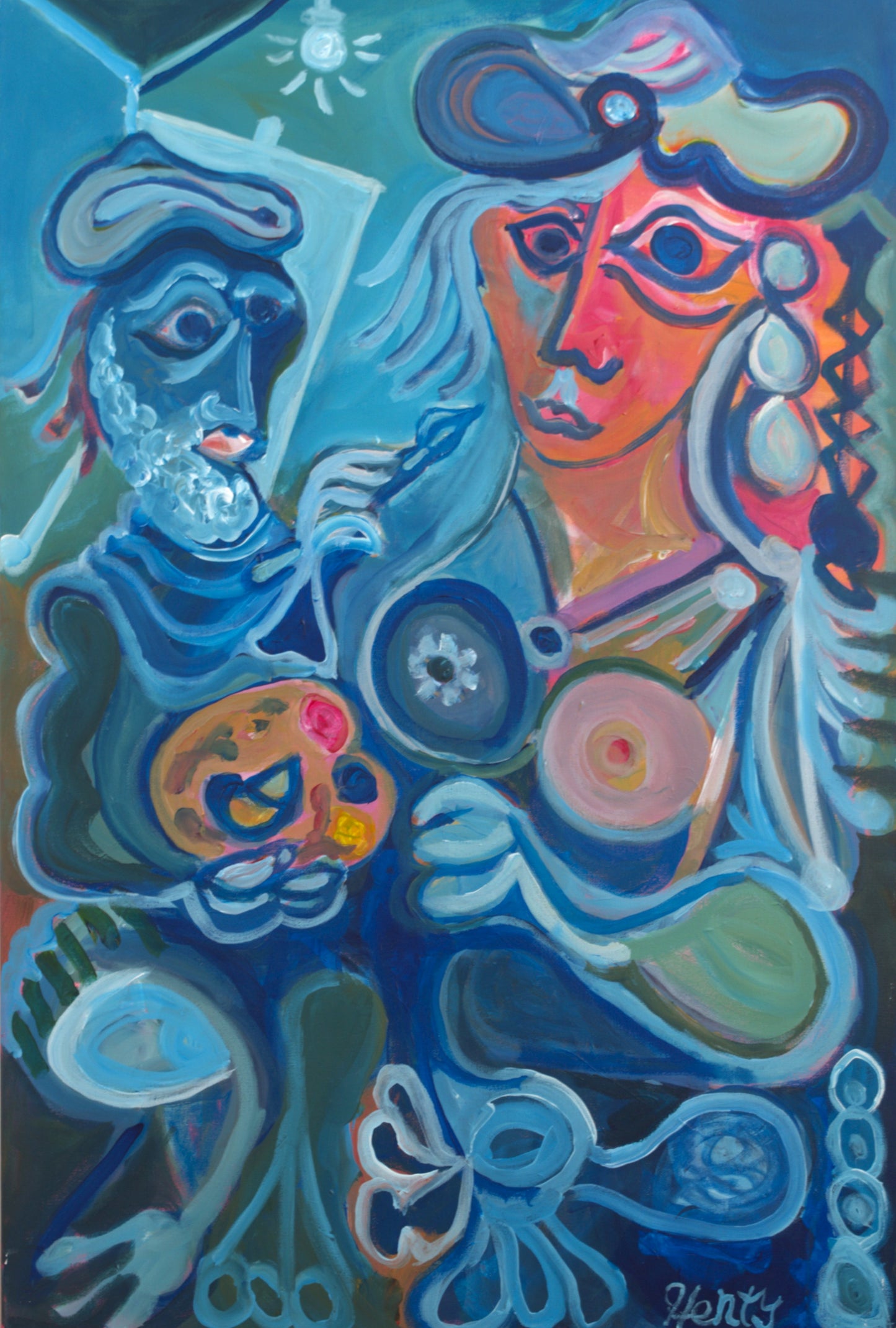 Artist And Model, 24"x36", Acrylic on Canvas, 2025