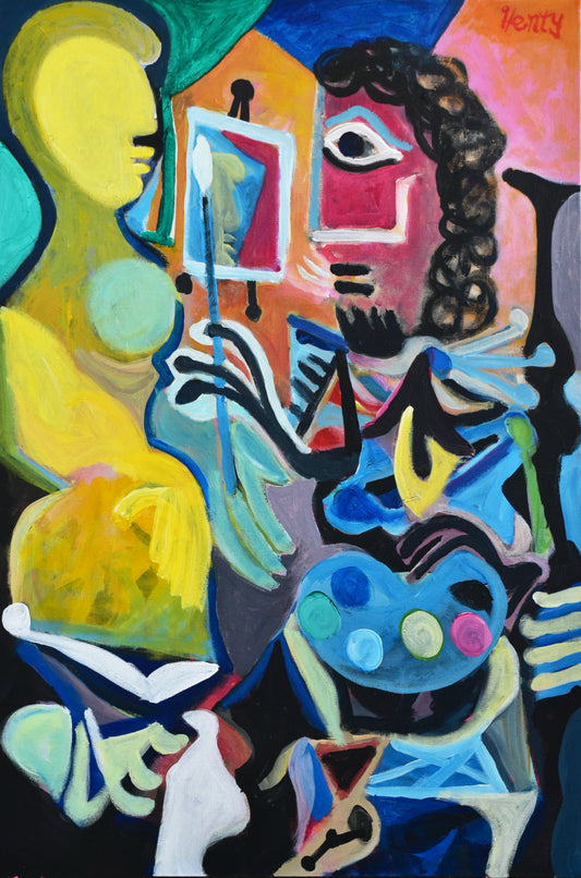 Artist And His Muse, 24"x36", Acrylic on Canvas, 2025