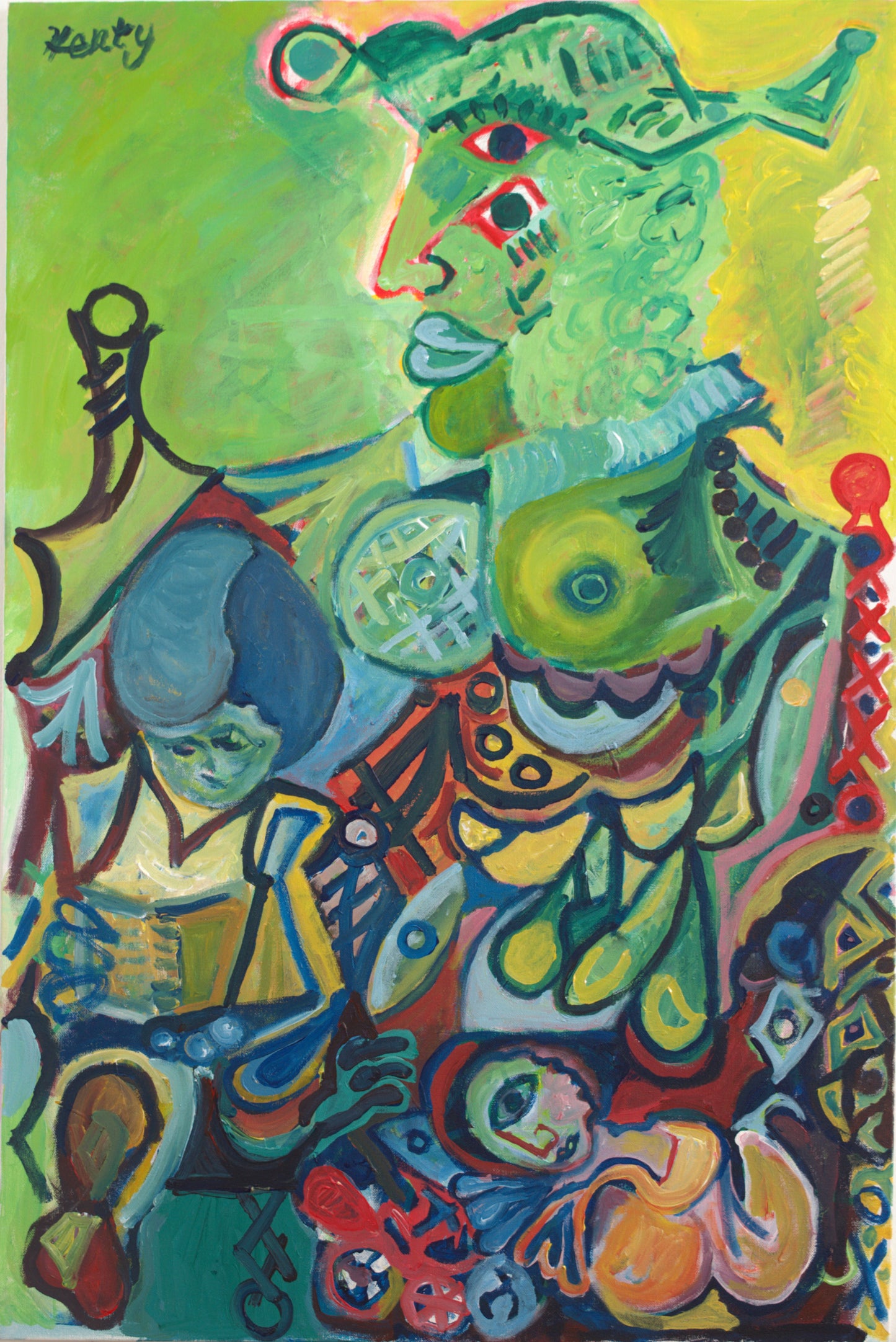 Mother And Children, 24"x36", Acrylic on Canvas, 2025