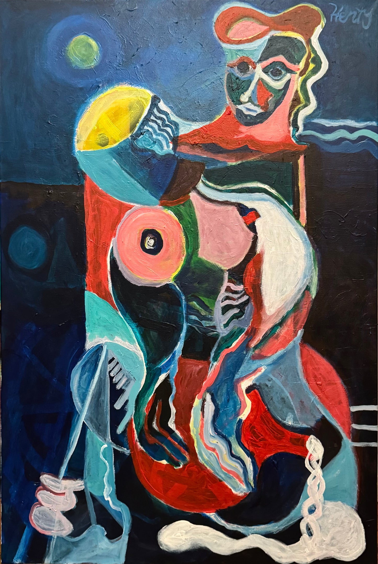 Woman By The Spring, 24"x36", Acrylic on Canvas, 2025