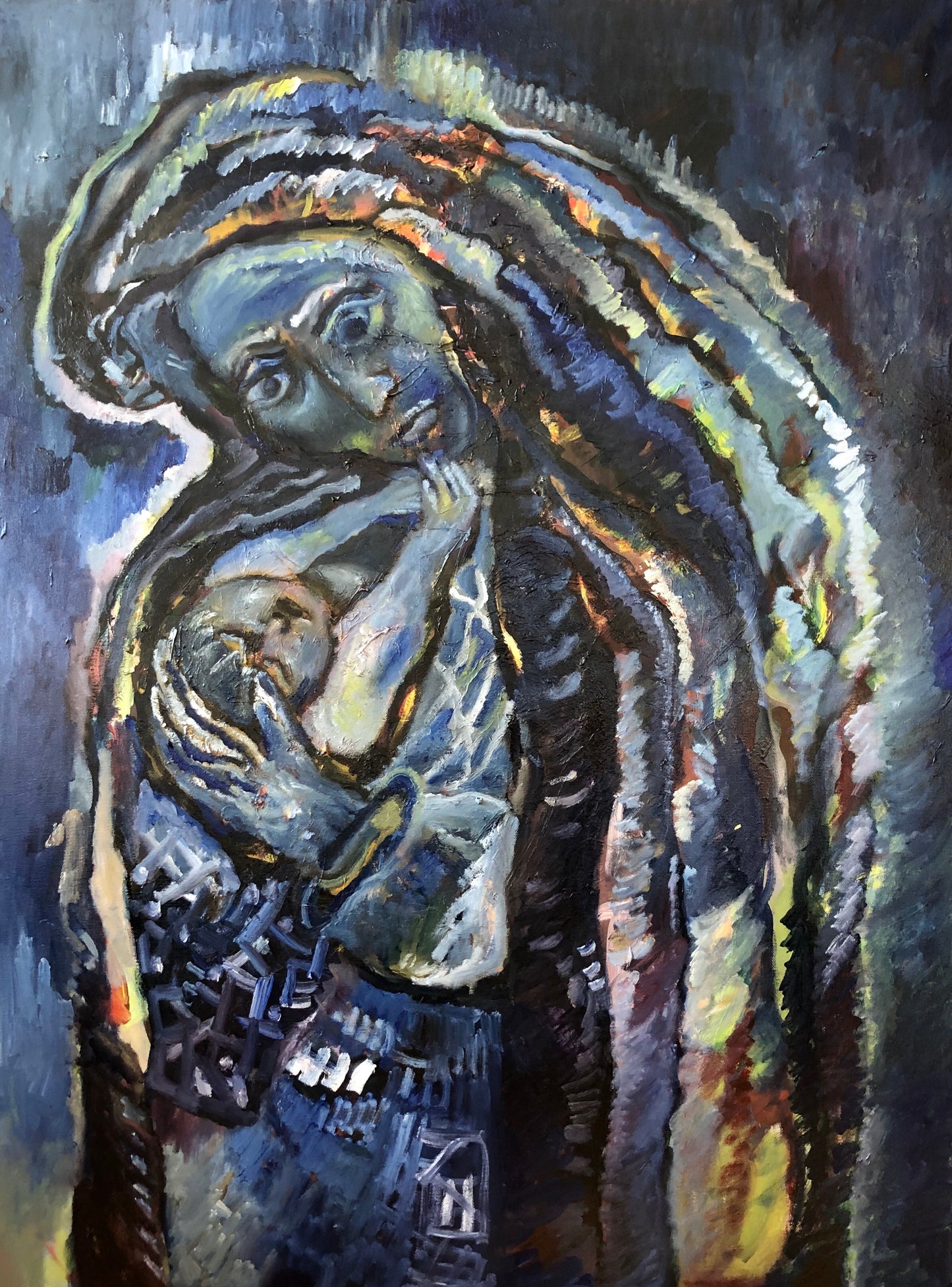 Blue Madonna and Christ